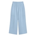 thumbnail image 7 of Kctiaxy Linen Pants Women Summer Elastic Waist Wide Leg Capri Pants Solid Color Casual Beach Loose Cropped Trousers with Pockets, 7 of 7