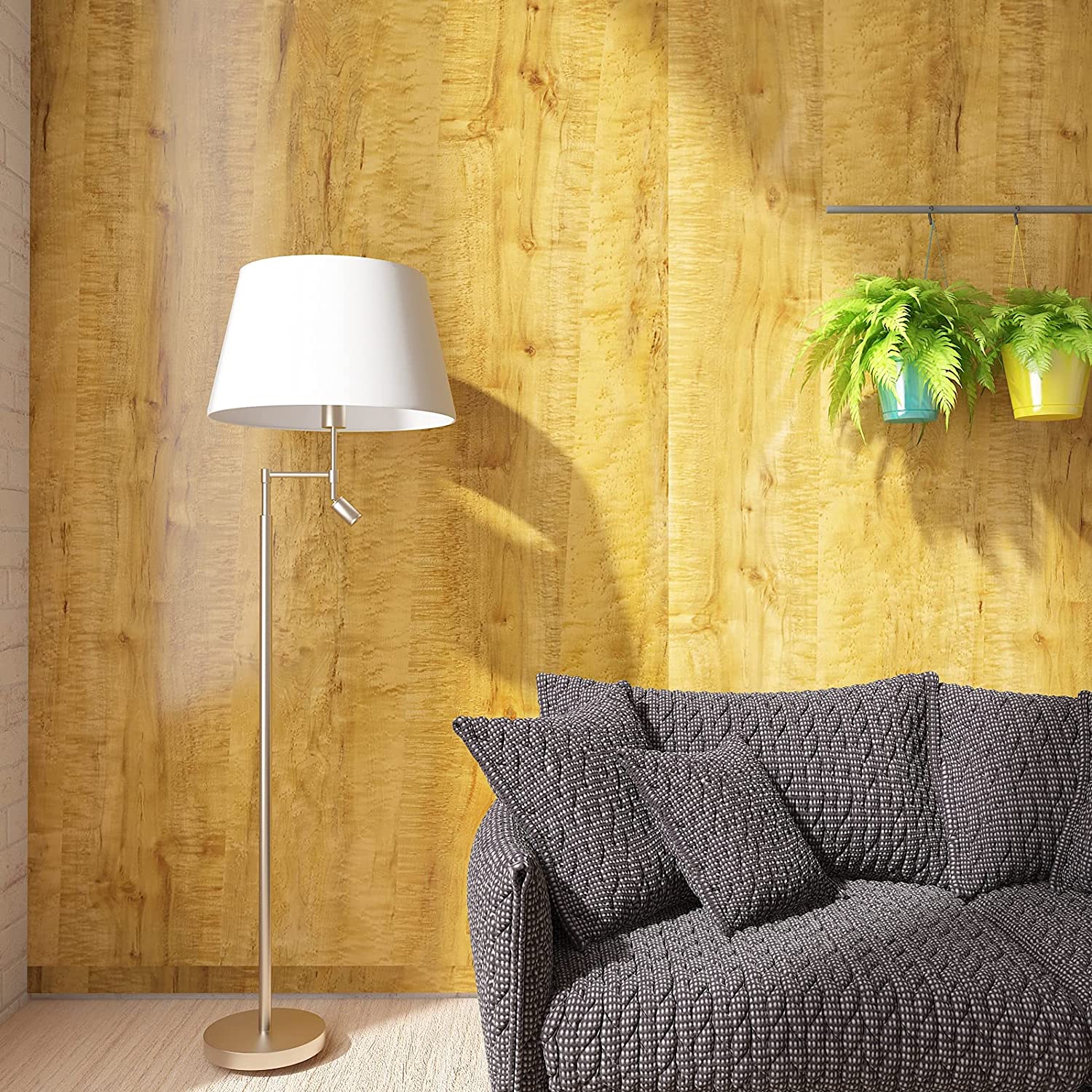 VEELIKE Gold Wood Grain Contact Paper for Countertops Waterproof Peel and Stick Vinyl Wallpaper 15.7''x354'' Self Adhesive Removable Wallpaper for Bedroom Cabinets Walls Table Liners
