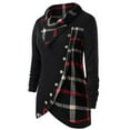 thumbnail image 3 of DailyTrove Women's Asymmetric Black & Plaid Paneled Top, Unique Outerwear for Creative Styling & Night Outings for women, 3 of 5
