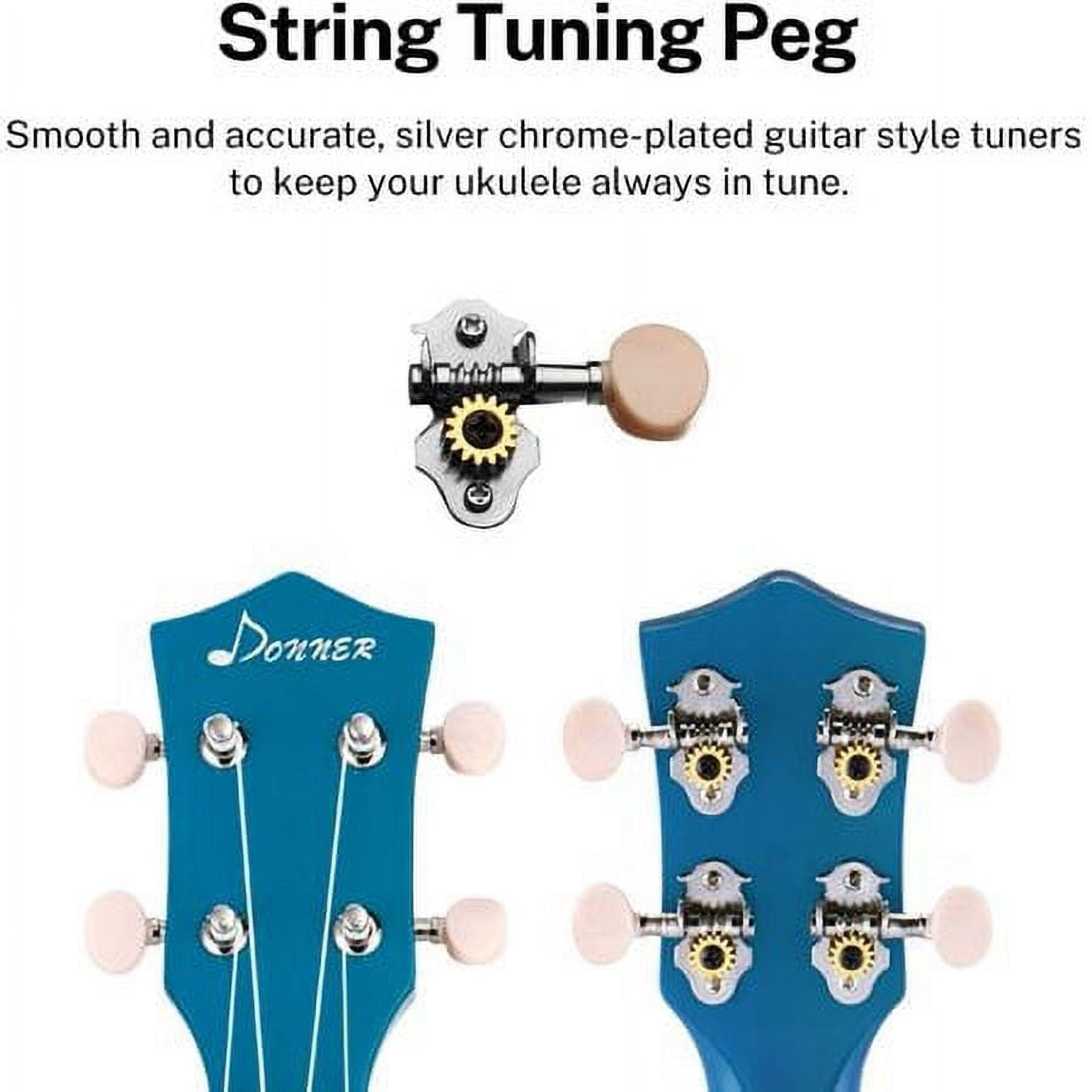 Donner Soprano Ukulele Beginner Kit for Kid Adult Student with Online Lesson 21 Inch Ukelele Bundle Bag Strap String Tuner Pick Polishing Cloth, Rainbow Series-Blue Color DUS-10B