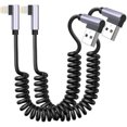 thumbnail image 1 of Coiled Lightning Charger Cable, 2 Pack 90 Degree USB Fast Charge Cord, 1 of 6