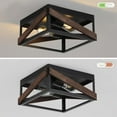 thumbnail image 4 of Farmhouse Flush Mount Ceiling Light with Wood and Metal, 2-Light Black for Hallway, Entryway, Kitchen, Bedroom, 4 of 4