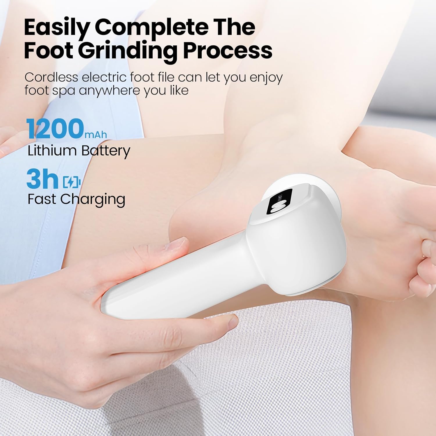 Momihoom Electric Callus Remover for Feet, 2 in 1 Electric Foot File Grinder, Rechargeable Cordless Foot Scrubber for Dead Skin, Adjustable Speed, Professional Pedicure Tools