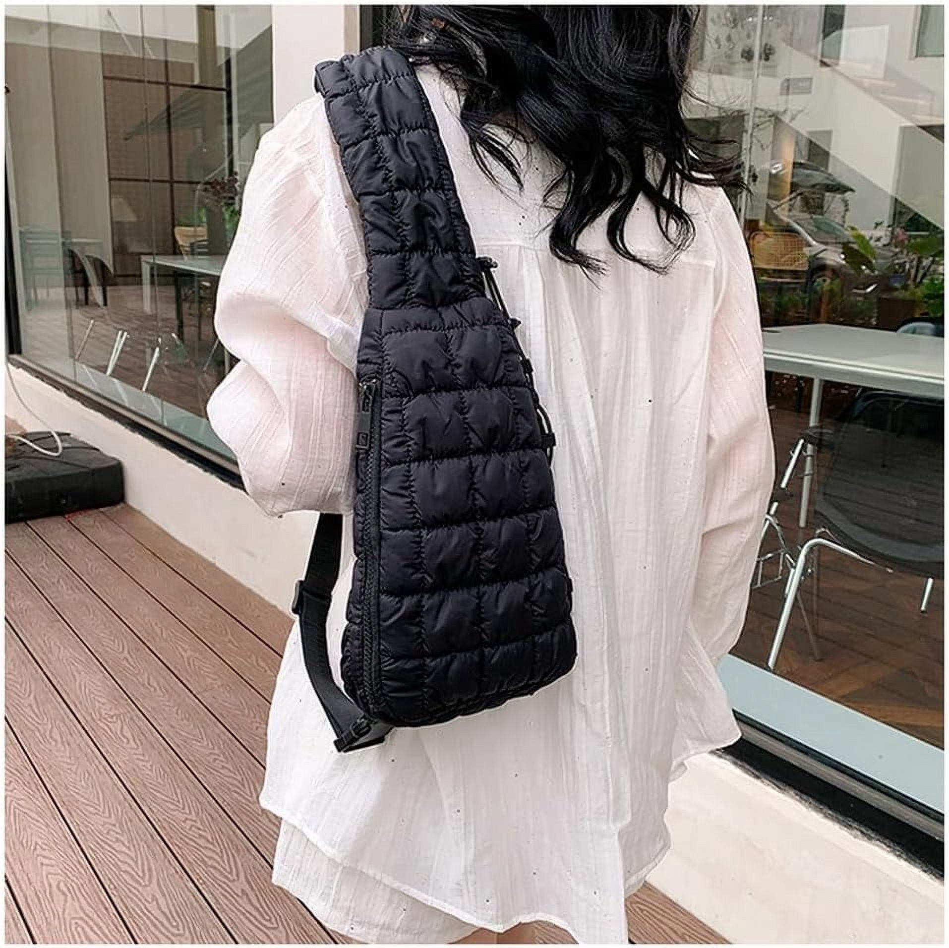 Puffer Belt Bag for Women Waist Packs Crossbody Purse Padded Cross Body Hobo Shoulder Travel Purse Cute Quilted Fanny Pack
