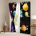 thumbnail image 3 of Universe Room Decor Curtains Outer Space 30%-50% Blackout Curtains Galaxy Starry Sky Planet The Earth Print Window Curtains, Solar System Bedroom Curtains for Teens ,2 Panels 38"Wx54"L, 3 of 5