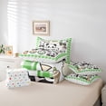 thumbnail image 6 of Castle Fairy Cartoon Panda Bedding Comforter Set 7-Piece for Preppy Child,Green Geometric Plaid King Bedding Sets,Cute Bow Animal Ultra Soft Bed Sheets,Microfiber Bedroom Decor,Reversible, 6 of 8