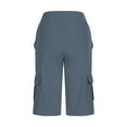 thumbnail image 5 of ShomPort Women's Cargo Shorts Summer Casual Elastic High Waist Knee Length Straight Shorts with Pockets, 5 of 5