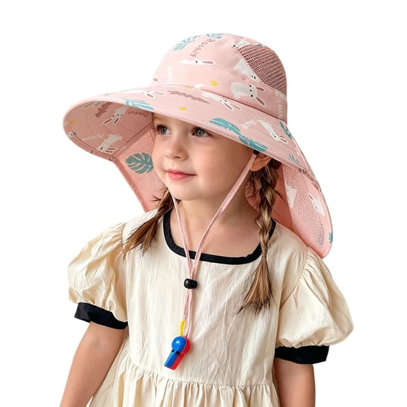 QHFBli Kids Sun Hat UPF50 Sun Protection Bucket Hat Toddler Summer Beach Play Hats with Neck Flap for Girl Boy 0-3 Years