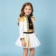 thumbnail image 4 of Halloween Gi"rl"s Costume - Popular Star Fancy Dress Set, White Gold Fringe Jacket Sequin Sleeveless Top and Tutu Skirt with Wig Braids Jewelry, Halloween Stage Role‑Play Costume for Night, Size:110, 4 of 9