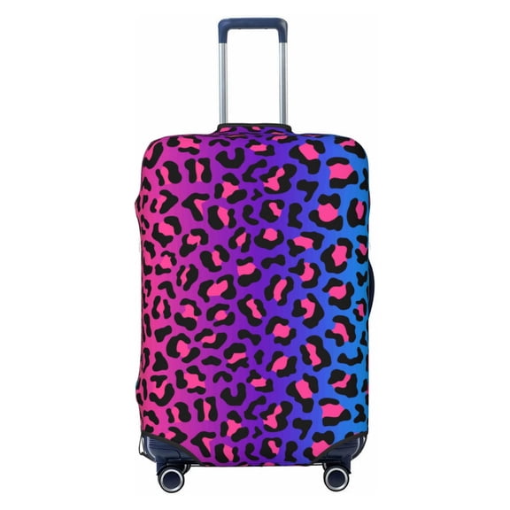 Picia Leopard Neon Rainbow Gradient Luggage Protector Cover Thicken Suitcase Protector Cover Fit 18-32 Inch Luggage-