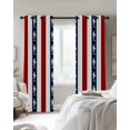 thumbnail image 3 of Coastal Shark Blackout Curtains, Light Blocking Print Window Curtains, Ocean Red Navy Blue White Stripe Geometric Thermal Insulated Window Drapes for Living Room 2 Panels, 104"W x 52"L, 3 of 9