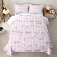 thumbnail image 2 of Erosebridal Pink Striped Bow Quilt Full for Girls, Stars Love Heart Full Bedspread Sets for Boys Girls Teens, 3pcs, 2 of 7