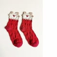 thumbnail image 6 of Christmas Socks Festive Unisex Holiday Mid Calf Socks Santa Reindeer Snowflake Cute Cartoon Design Winter Comfortable Men Crew Socks for Women Red, 6 of 9
