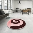 thumbnail image 4 of Ahgly Company Machine Washable Indoor Round Transitional Pink Area Rugs, 4' Round, 4 of 7