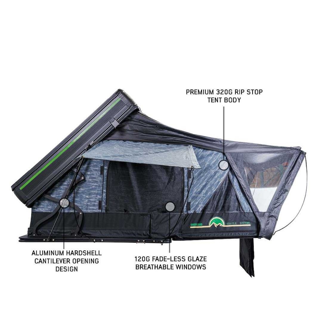 XD Everest 2 - Cantilever Aluminum Roof Top Tent, 2 Person, Grey Body & Black Rainfly