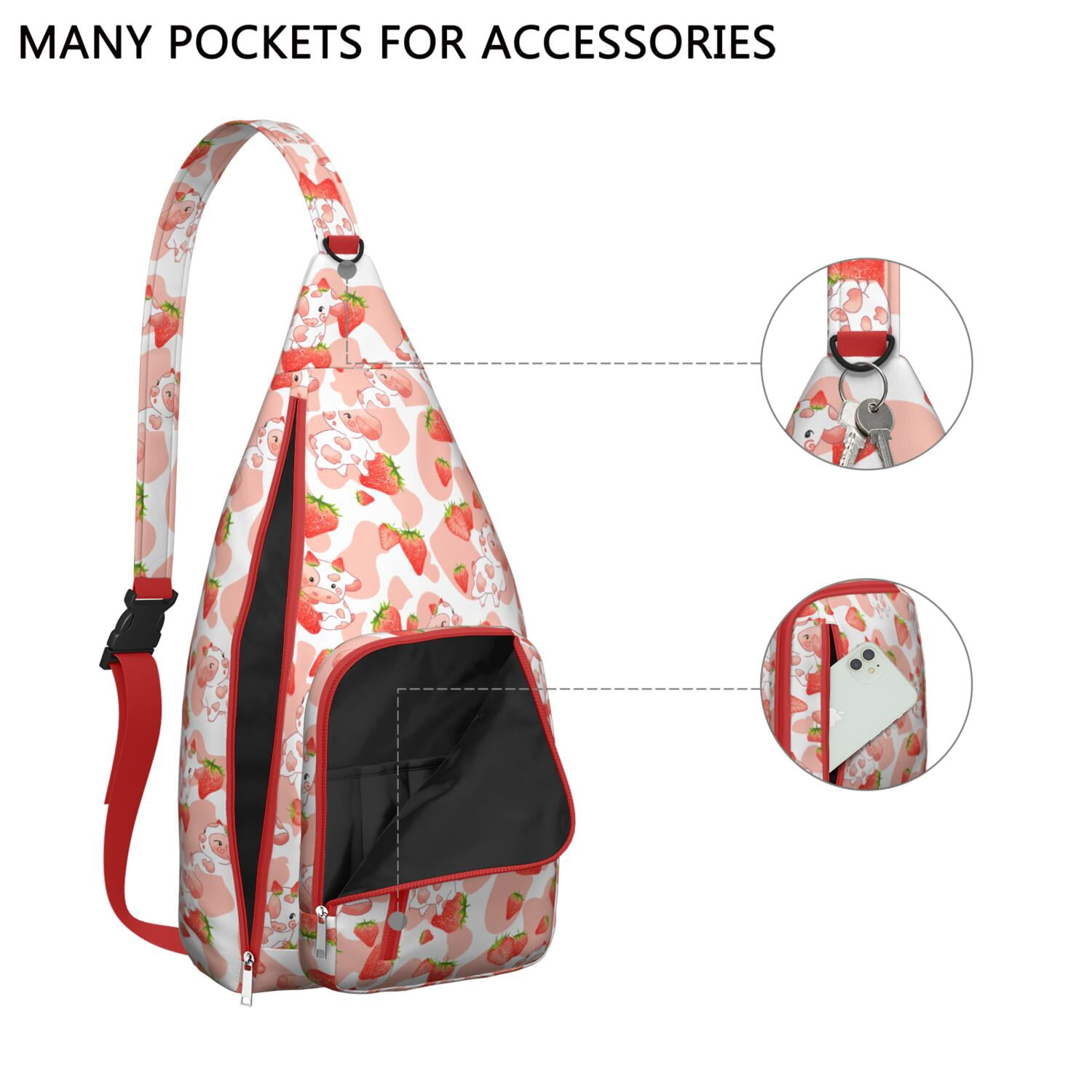 Funny Cow Pattern Sling Bag - Farmhouse Canvas Crossbody Pack for Women/Men, Small Shoulder Backpack (Buffalo & Bull Print, Rustic Cow Lovers Gift, Durable Daypack)