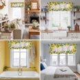 thumbnail image 5 of Summer Lemon Valance Curtain Vintage White Floral Flower Farm Retro Linen Texture Window Valances Rod Pocket Short Curtains Window Treatments for Kitchen Bedroom Bathroom Laundry 42" x 12", 5 of 9