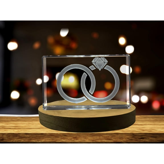 Bonded Wedding Rings 3D Engraved Crystal 3D Engraved Crystal Keepsake/Gift/Decor/Collectible/Souvenir