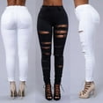 thumbnail image 2 of Woman Denim High Waist Skinny Jeans Distressed Jeggings Trousers Stretch Ripped Hole denim pants, 2 of 5