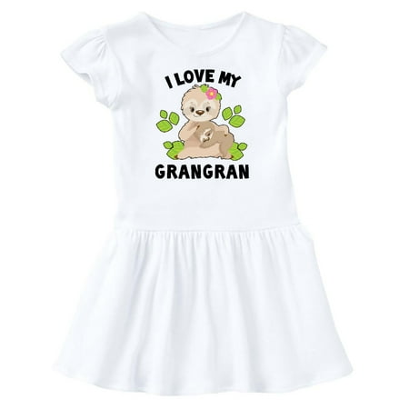 

Inktastic Cute Sloth I Love My Grangran with Green Leaves Gift Baby Girl Dress