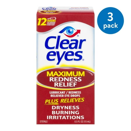 (6 pack) (2 pack) Clear Eyes Maximum Redness Relief, 0.5 Oz, 3 Pack