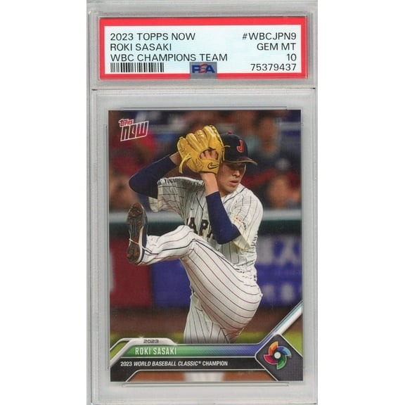 Graded 2023 Topps Now Roki Sasaki #WBCJPN9 WBC Champions Team Rookie RC Baseball Card PSA 10 Gem Mint