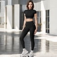 thumbnail image 3 of Women's High Waist Seamless Leggings with Subtle Textured Pattern - Small, Black, 3 of 6
