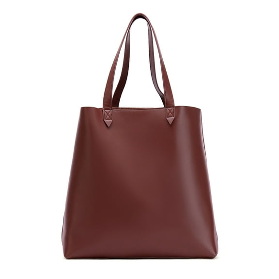 Francine Collections 17" inch Leather Tote Bag | Shoulder Purse | Handbag for Shopping (Brown)