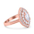 thumbnail image 2 of Rose Tone, Simulated Cubic Zirconia Size-6 Marquise Vintage Art Deco Halo Wedding Engagement Bridal Ring 925 Sterling Silver, 2 of 7