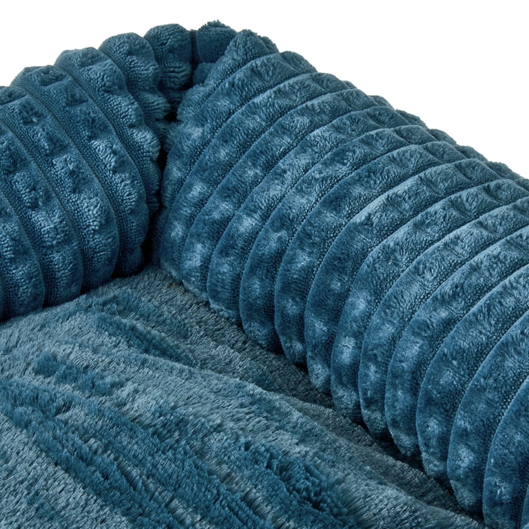 Vibrant Life Small Flannel Waffle Texture Bolster Bed, Blue photo 5