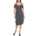 thumbnail image 2 of White Mark Casual Scoop Neck Flutter Sleeve Knee Length Dress, Women's, S-XL, 2 of 6