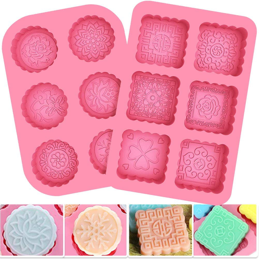 6-Cavity Round Silicone Soap Mold Mooncake Chocolate Muffin CupCake Making Mold 