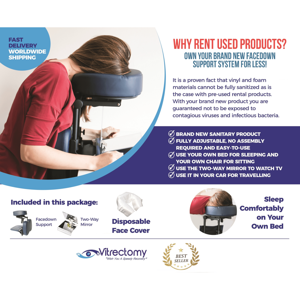 Vitrectomy Recovery COMPLETE FACE DOWN SUPPORT SYSTEM PACKAGE (TWO