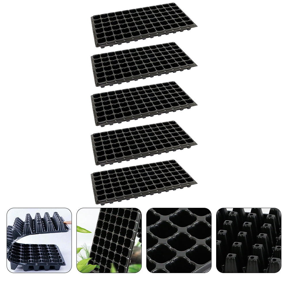 LABSERRON 15Pcs Starter Planting Tray with Drain Hole Black PVC 72 Cells for Gardening Use