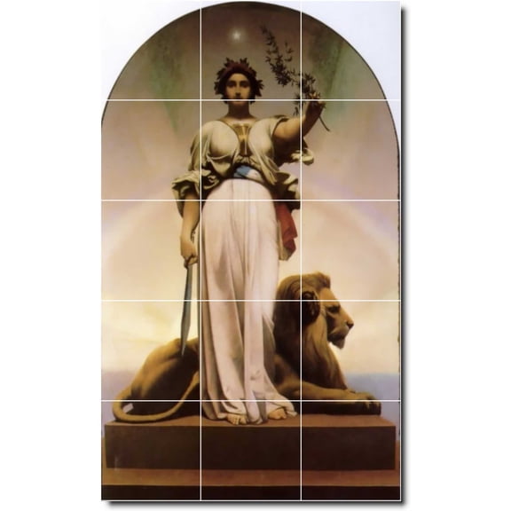 Ceramic Tile Mural-Lawrence Alma-Tadema Mythology Floor Tile Mural 18. 12.75" w x 21.25" h using (15) 4.25 x 4.25 ceramic tiles