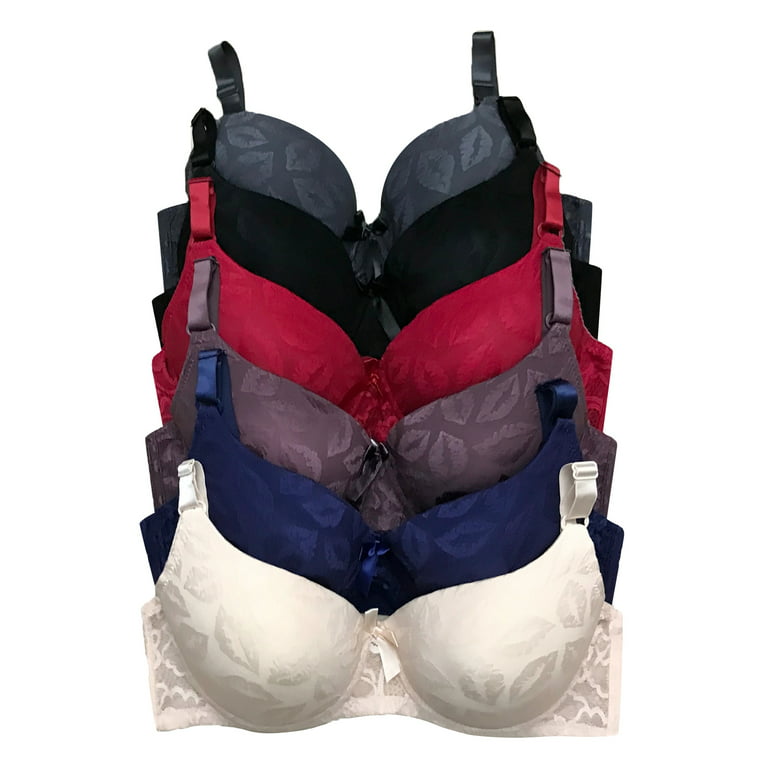 Women Bras 6 Pack of T-shirt Bra B Cup C Cup D Cup DD Cup DDD Cup 44DD  (S6692)