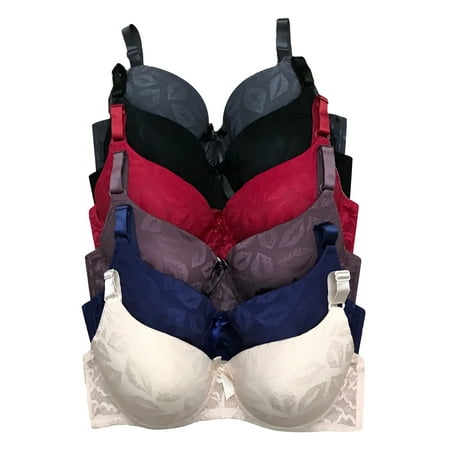 

Women Bras 6 Pack of T-shirt Bra B Cup C Cup D Cup DD Cup DDD Cup 42DD (8217)