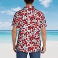 thumbnail image 6 of Daiia Red Hawthorn Hawaiian Shirt for Men Gentle Cotton Regular Short Sleeve Casual-Large, 6 of 9