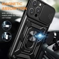 thumbnail image 3 of Design for iPhone 12 Pro Max Case with Stand, [Camera Protection] Military Grade Slide Camera Protection Cover 360° Rotate Ring Anti-Scratch Shockproof Phone Case for iPhone 12 Pro Max - Black, 3 of 8