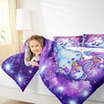 thumbnail image 4 of jejeloiu Magic Animal Unicorn Bedding Comforter Set,Multicolor Flowers Floral Twin Comforter Sets,Purple Galaxy Stars Bedding Set For Girl,Breathable Home Decor Reversible,2pcs, 4 of 8