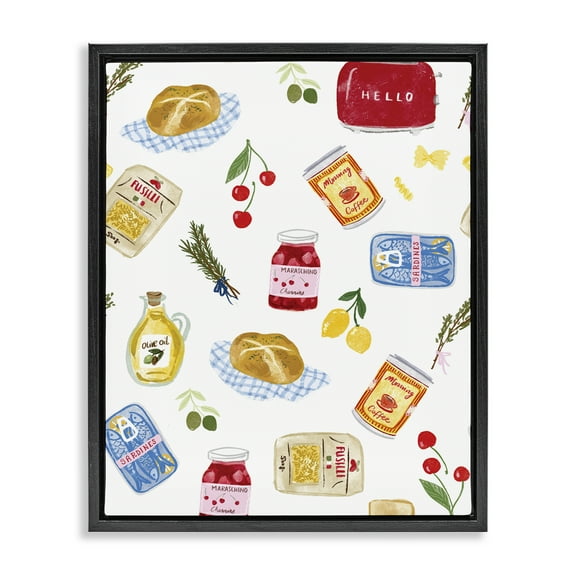 Stupell Industries Delicate Kitchen Delights Food & Beverage Painting Black Floater Framed Canvas Art Print Wall Art, 17 x 21