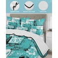 thumbnail image 4 of Quilts Twin-XL Size Bedding Set, Turquoise Pink Lightweight Quilted Comforter, Modern Abstract Art Botanical Soft Reversible Bedspread Coverlet with Pillow Covers for All Season, 68" x 98", 4 of 7