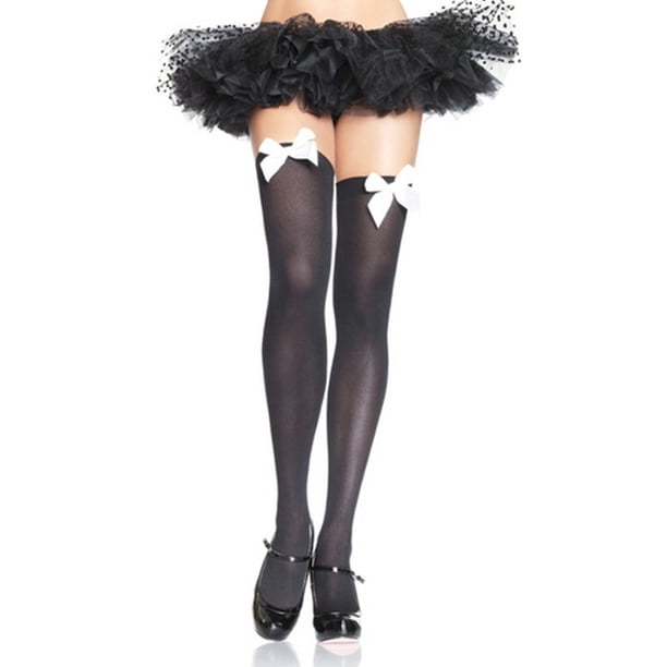 Qarigey 1 par de medias largas por encima de la rodilla para mujer, calcetines con lazo sexys a la moda, medias decorativas para Cosplay, Disfraces de disfraces Negro Blanco Tipo 2
