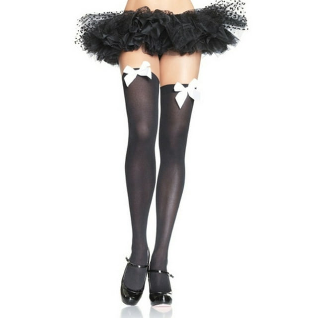Sonducket 1 par de medias largas por encima de la rodilla para mujer, calcetines con lazo sexys a la moda, medias decorativas para Cosplay, fiesta, Bar, Disfraces de disfraces Negro Blanco Tipo 1 Sonducket AP014092-17