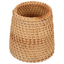 Monyance Wood Woven Storage Basket Wicker Vase Rattan Floor Vase for Home Decor(3.54X3.54X3.94Inches)