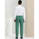 thumbnail image 5 of Pantalones a cuadros para hombre, informales, de corte regular, con frente plano, elásticos, a cuadros Verde amarillo S, 5 of 6