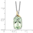 thumbnail image 2 of 925 Sterling Silver Polished Lobster Claw Closure and 14K Green Amethyst and Diamond Necklace 18 Inch 11mm Wide Pendant, 2 of 2