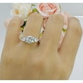 thumbnail image 2 of Trilogy Ring Round Pear Teardrop White Opal Rose Tone 925 Sterling Silver, Size 6, 2 of 7