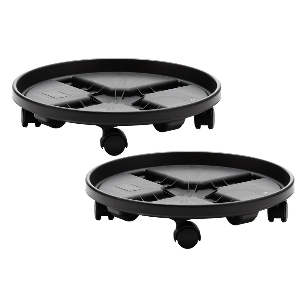 Bloem Caddy Round Plant Stand Caddy w/ Wheels Saucer Tray 16 in. (2