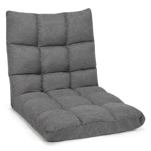 Costway 14-Position Adjustable Floor Chair Folding Gaming Floor Chair Gray